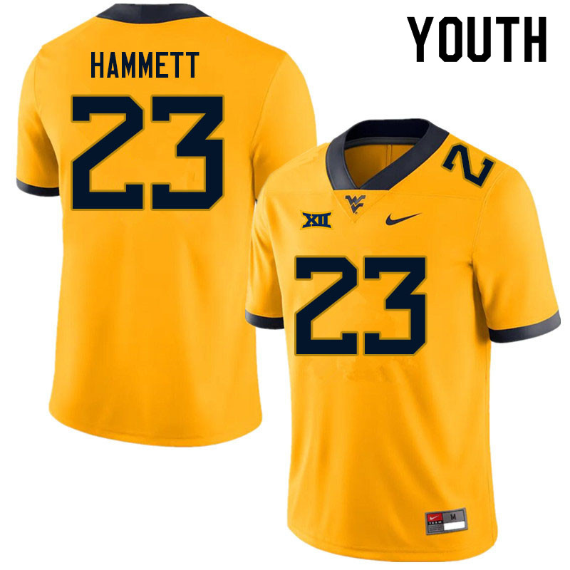 Youth #23 Ja'Corey Hammett West Virginia Mountaineers College Football Jerseys Sale-Gold - Click Image to Close